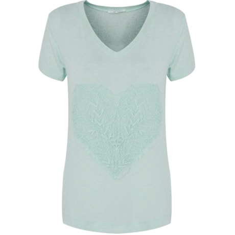 BLUSA VISCOLINHO CORAÇÃO EM RENDA - VERDE ÁGUA BLUSA VISCOLINHO CORAÇÃO EM RENDA - VERDE ÁGUA