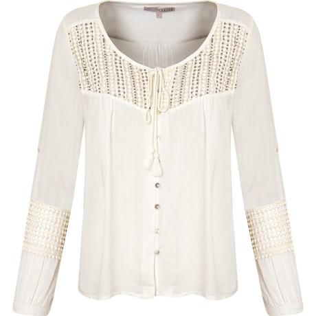 BLUSA VISCOSE BORDADA - OFF WHITE