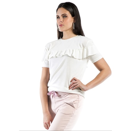 BLUSA WALK TREND  BABADOS - OFF WHITE BLUSA WALK TREND  BABADOS - OFF WHITE
