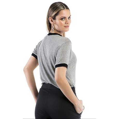 BLUSA WALK TREND  GOLA RIBANA - CINZA BLUSA WALK TREND  GOLA RIBANA - CINZA