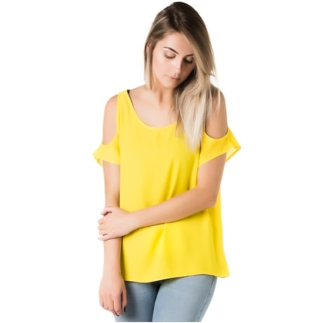 BLUSAAMÍSSIMA  OMBROS A MOSTRA COLOR - AMARELO BLUSAAMÍSSIMA  OMBROS A MOSTRA COLOR - AMARELO