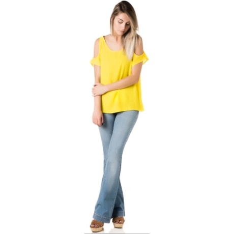 BLUSAAMÍSSIMA  OMBROS A MOSTRA COLOR - AMARELO BLUSAAMÍSSIMA  OMBROS A MOSTRA COLOR - AMARELO