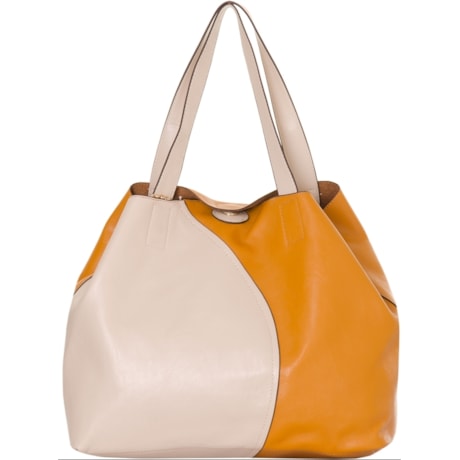 BOLSA BICOLOR COURO FAKE NORUEGA - BEGE