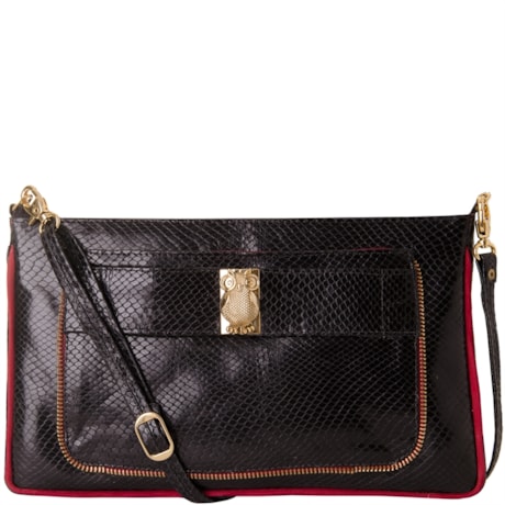 BOLSA DE MÃO COURO OWL - PRETO BOLSA DE MÃO COURO OWL - PRETO