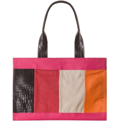 BOLSA EM COURO MULTICOLORIDA LICQUOR - PINK