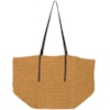 BOLSA PALHA GRANDE COM ALÇAS FINAS - - CARAMELO