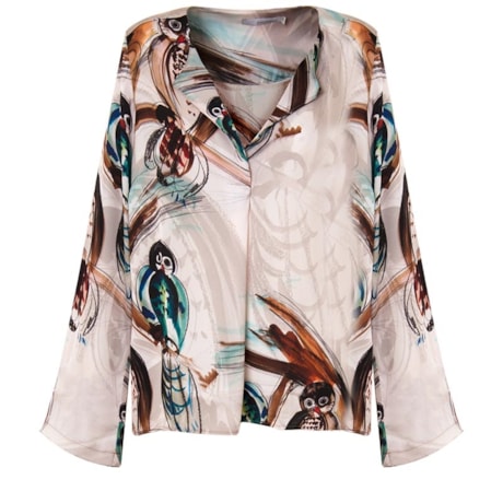 BORDA BARROCA - BLUSA CORUJA CREPE SEDA M/L - NUDE BORDA BARROCA - BLUSA CORUJA CREPE SEDA M/L - NUDE