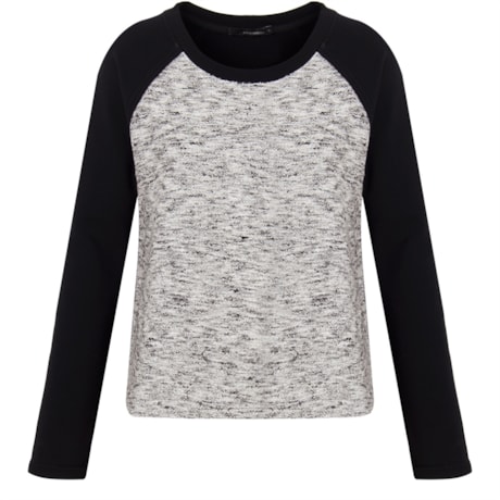 BORDA BARROCA - BLUSA MOLETON TEAR MANGA RAGLAN - PRETO