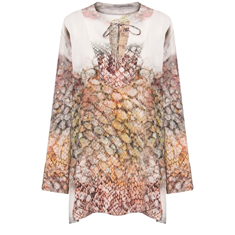 BORDA BARROCA - CAMISÃO VISCOSE ESTAMPA IGUANA - MARROM