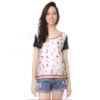 BORDA BARROCA - T-SHIRT COM FRENTE ESTAMPA PÁSSAROS - OFF WHITE