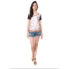 BORDA BARROCA - T-SHIRT COM FRENTE ESTAMPA PÁSSAROS - OFF WHITE