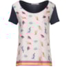 BORDA BARROCA - T-SHIRT COM FRENTE ESTAMPA PÁSSAROS - OFF WHITE