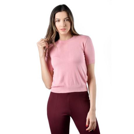 BORDA BARROCA - T-SHIRT TRICOT CLARA ROSA GRACE