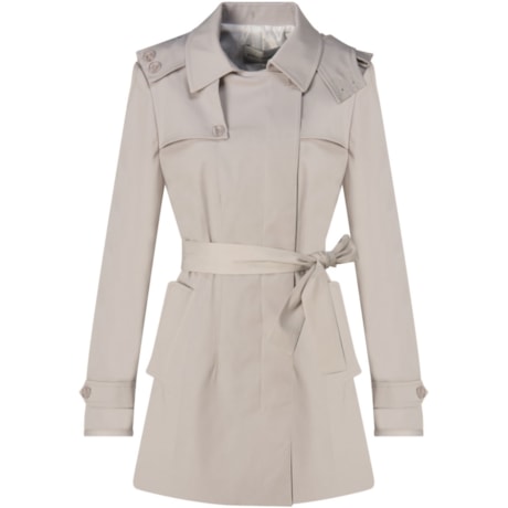 BORDA BARROCA - TRENCH COAT COM CAPUZ - BEGE