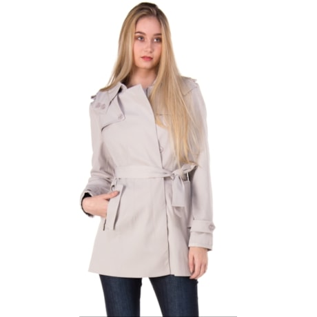 BORDA BARROCA - TRENCH COAT COM CAPUZ - BEGE