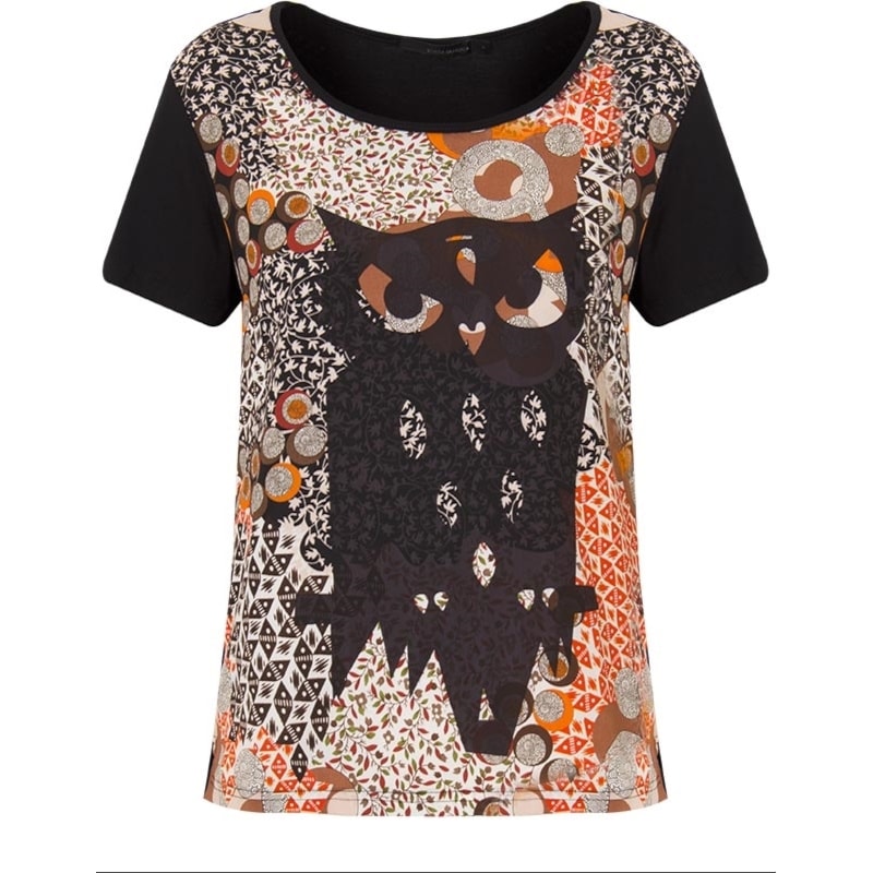 BORDA BARROCA - TSHIRT SUKI CORUJA M/C - PRETO