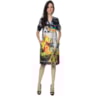 BORDA BARROCA - VESTIDO CHEMISE ESTAMPADO MANGA MARTIINGALE ANNE ARTS - AMARELO