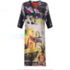BORDA BARROCA - VESTIDO CHEMISE ESTAMPADO MANGA MARTIINGALE ANNE ARTS - AMARELO