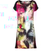 BORDA BARROCA - VESTIDO ESTAMPADO C/ RECORTES LISO AÇUCENA - PINK