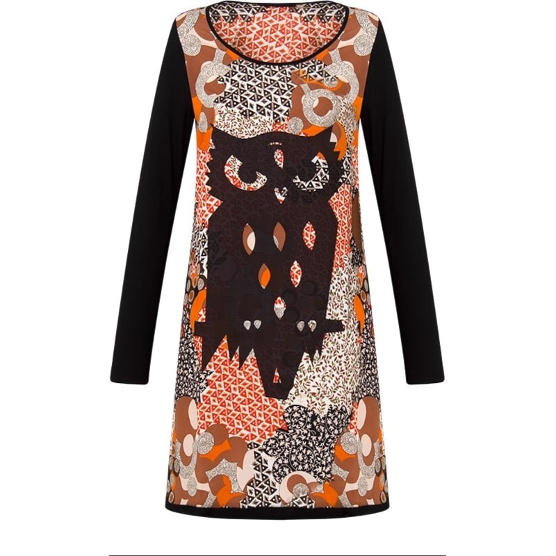 BORDA BARROCA - VESTIDO SUKI CORUJA M/L - PRETO