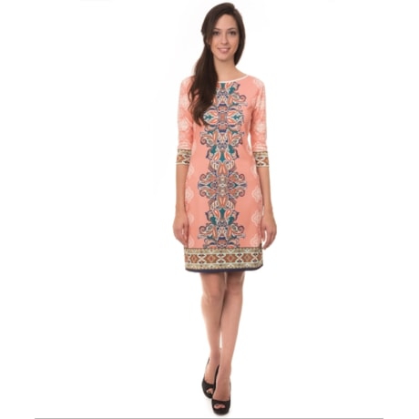 BORDA BARROCA - VESTIDO T-SHIRT FLORIANA MANGA 3/4 - ROSÊ BORDA BARROCA - VESTIDO T-SHIRT FLORIANA MANGA 3/4 - ROSÊ