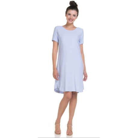 BORDA BARROCA - VESTIDO T-SHIRT LISO COLOR COM ZÍPER - AZUL CLARO