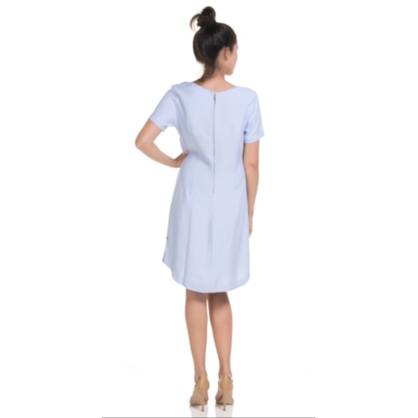 BORDA BARROCA - VESTIDO T-SHIRT LISO COLOR COM ZÍPER - AZUL CLARO