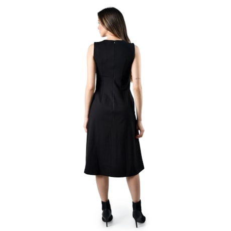 BORDA BARROCA - VESTIDOS MIDI DOUBLE COM ZIPER E RECORTES PRETO BORDA BARROCA - VESTIDOS MIDI DOUBLE COM ZIPER E RECORTES PRETO