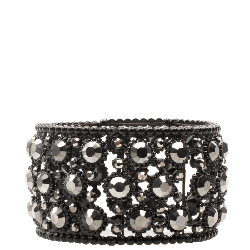 BRACELETE METAL CAPITOLLIUM STRASS REDONDO - PRETO