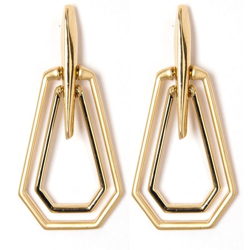 BRINCO BASE PALITO COM DUAS PLACAS GEOMÉTRICAS - DOURADO