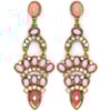 BRINCO LEQUE CONTAS/ STRASS PINGENTE GOTA - ROSA
