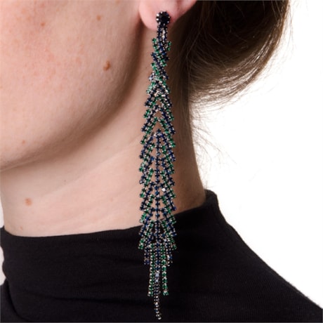 BRINCO LONGO STRASS BICOLOR - MILITAR