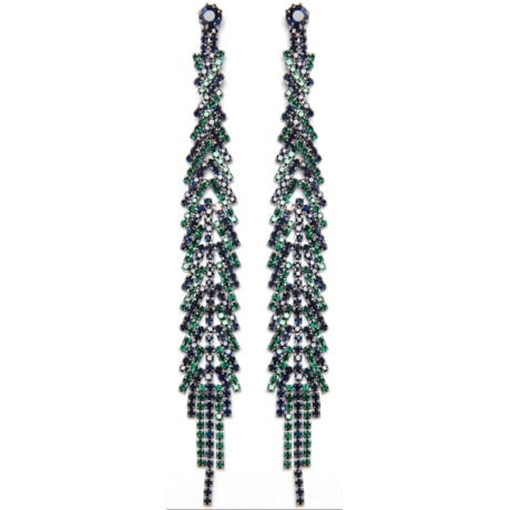 BRINCO LONGO STRASS BICOLOR - MILITAR