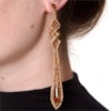 BRINCO LONGO STRASS BICOLOR TRIANGULOS - OURO