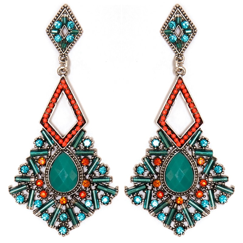 BRINCO LOSANGO CANUTILHOS/ STRASS - TURQUESA