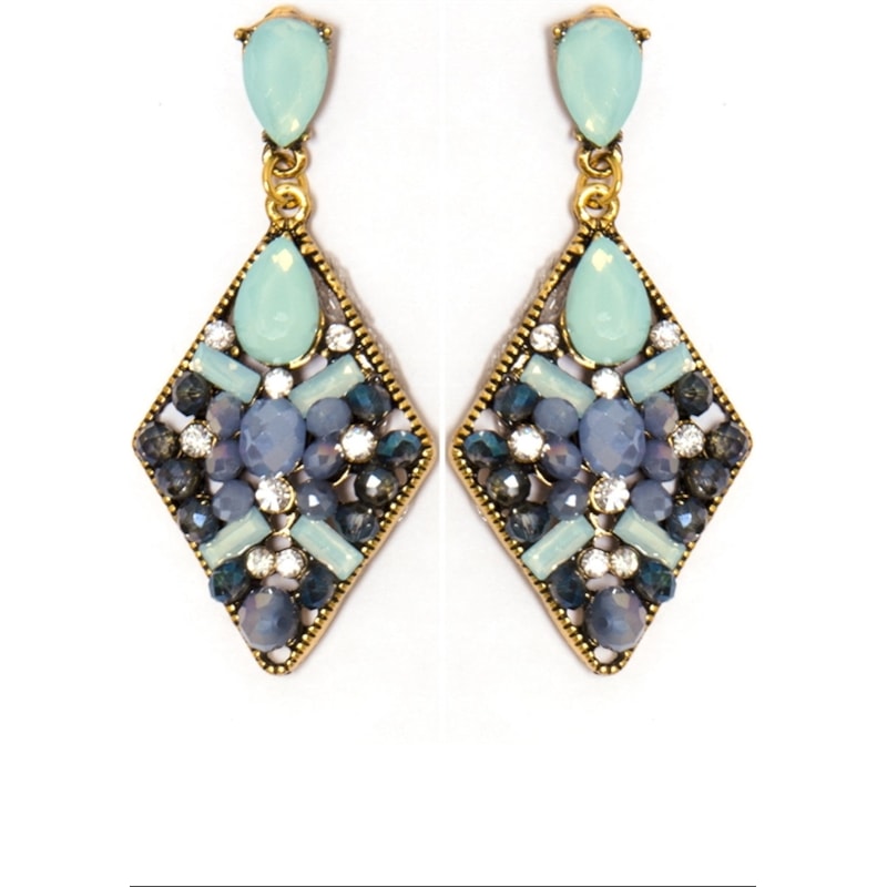 BRINCO LOSANGO PEDRAS E STRASS - AZUL