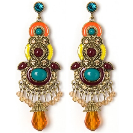 BRINCO MULTI COLOR PINGENTE CRISTAL - COLORIDA