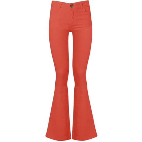 CALÇA AMBICIONE JEANS FLARE BÁSICA COLOR - CORAL