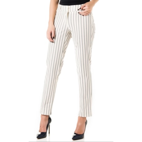 CALÇA AMÍSSIMA  CIGARRETE ESTAMPADA BICOLOR - OFF WHITE CALÇA AMÍSSIMA  CIGARRETE ESTAMPADA BICOLOR - OFF WHITE