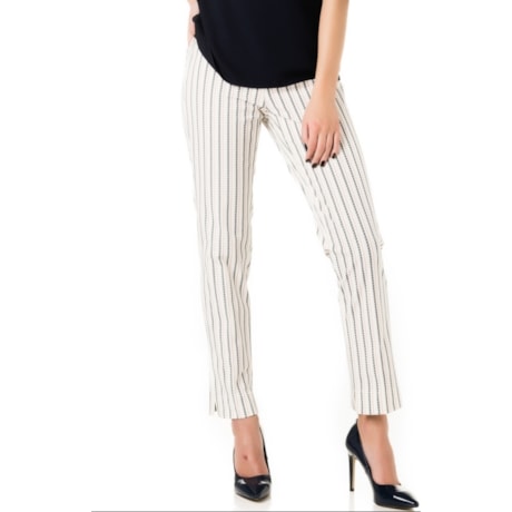 CALÇA AMÍSSIMA  CIGARRETE ESTAMPADA BICOLOR - OFF WHITE CALÇA AMÍSSIMA  CIGARRETE ESTAMPADA BICOLOR - OFF WHITE