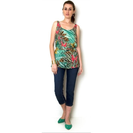 CALÇA CAPRI JEANS STONADO - JEANS CALÇA CAPRI JEANS STONADO - JEANS