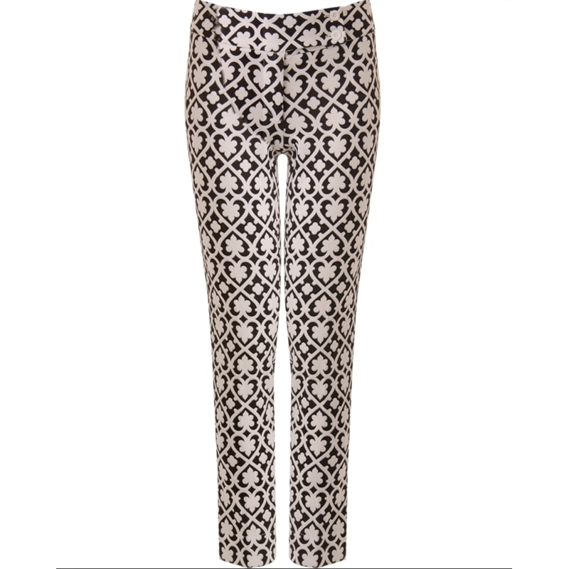 CALÇA CIGARRETE ESTAMPA AZULEJO ROBBIE - P&B