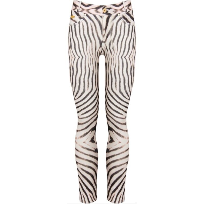 CALÇA EM MALHA PRENE ESTAMPA ZEBRA ZOO - MARROM
