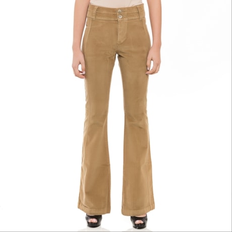 CALÇA FLARE CANTÃO VELUDO DIVA - CARAMELO