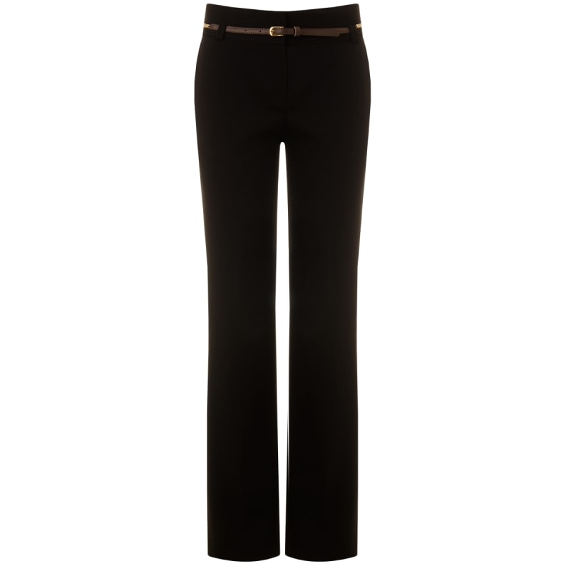 CALÇA FLARE EM MALHA PIQUET COM CINTO - PRETO