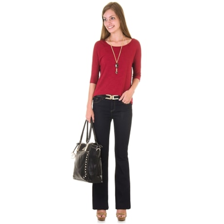 CALÇA FLARE JEANS BRUTO DEL MARE - DARK BLUE