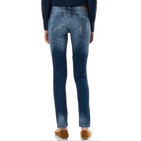 CALÇA JEANS CANTÃO SKINNY DESTROYED CINTURA MÉDIA - JEANS