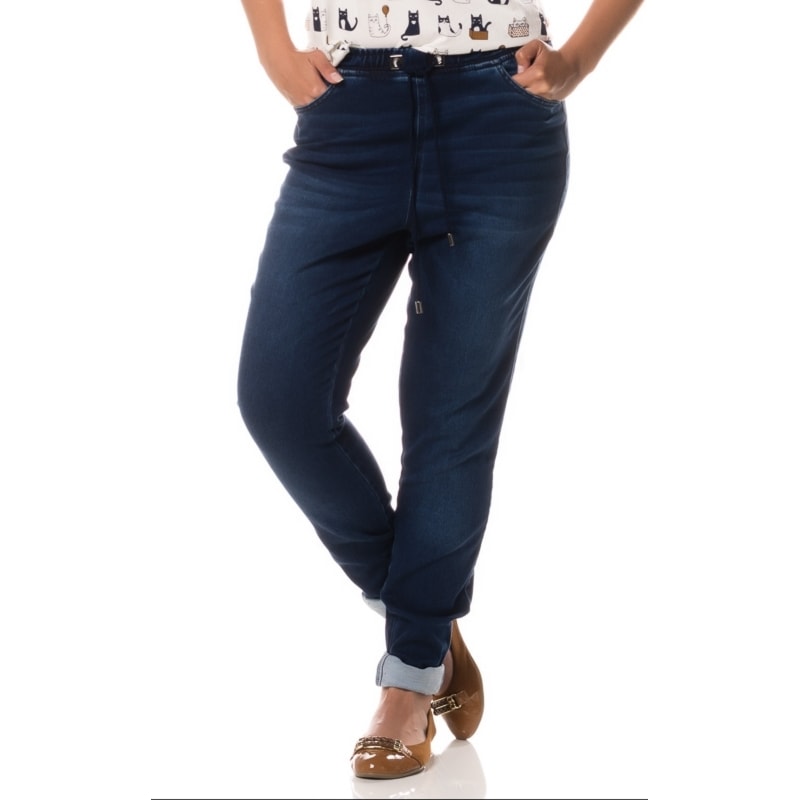 CALÇA JEANS CHOPPER  JOGGER COM ELASTICO CINTURA - JEANS