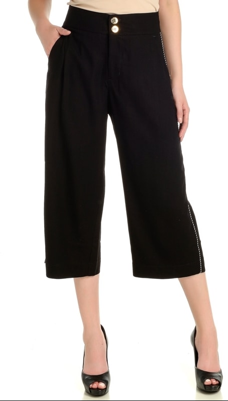 calça midi preta
