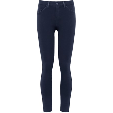 CALÇA MONTARIA 5 POCKETS DETALHE EM COURO - AZUL